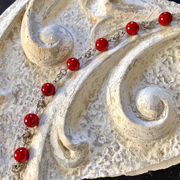 Sterling silver and red stone bracelet handmade - Picture 5 of 5